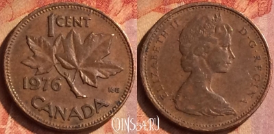 Канада 1 цент 1976 года, KM# 59, 131o-004