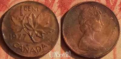 Канада 1 цент 1977 года, KM# 59, 175o-131