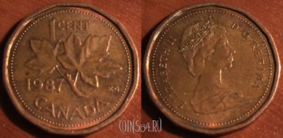 Канада 1 цент 1987 года, KM# 132, 047-068