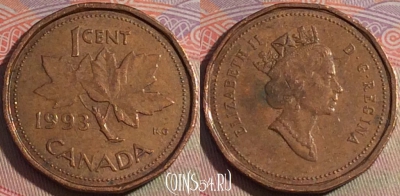 Канада 1 цент 1993 года, KM# 181, 151b-068