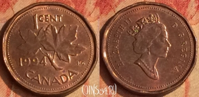 Канада 1 цент 1994 года, KM# 181, 175o-059