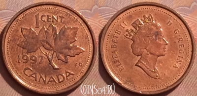 Канада 1 цент 1997 года, KM# 289, 365k-140