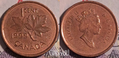 Канада 1 цент 1999 года, KM# 289, 179a-099