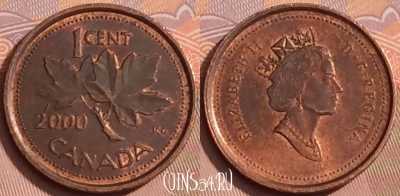 Канада 1 цент 2000 года, KM# 289, 351k-116