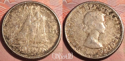 Канада 10 центов 1959 года Ag, KM# 51, 228a-106