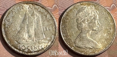 Канада 10 центов 1968 года Ag, KM# 72, 166s-059