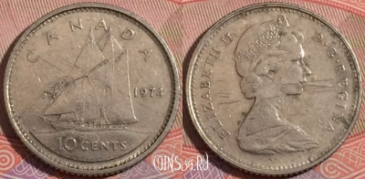 Канада 10 центов 1974 года, KM# 77, a138-071