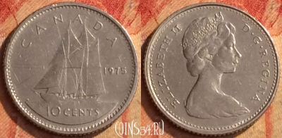 Канада 10 центов 1975 года, KM# 77, 167o-103