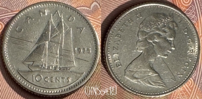 Канада 10 центов 1975 года, KM# 77, 170s-111