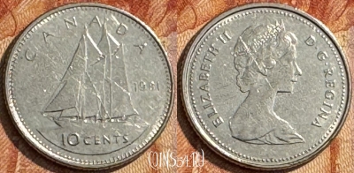 Канада 10 центов 1981 года, KM# 77, 281s-098