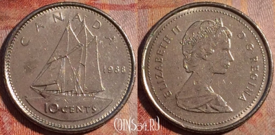 Канада 10 центов 1988 года, KM# 77, 176a-127