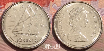 Канада 10 центов 1989 года, KM# 77, 150c-051