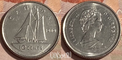 Канада 10 центов 1989 года, KM# 77, 291q-071