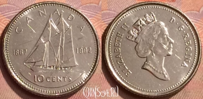 Канада 10 центов 1992 года, KM# 206, 148m-108