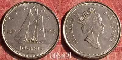 Канада 10 центов 1992 года, KM# 206, 399-026