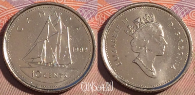Канада 10 центов 1999 года, KM# 183, 194a-081