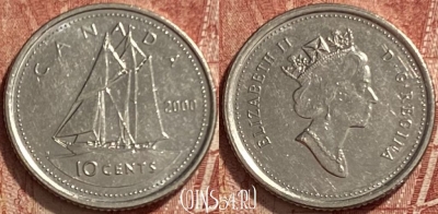 Канада 10 центов 2000 года, KM# 183, 336q-071
