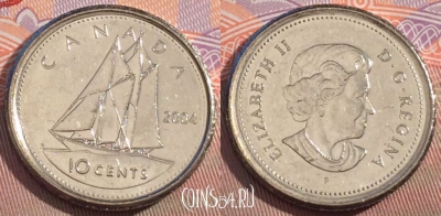 Канада 10 центов 2004 года, KM# 492, 104c-048