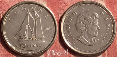 Канада 10 центов 2004 года, KM# 492, 408-045