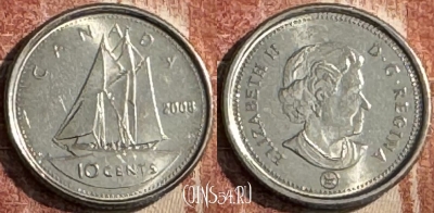 Канада 10 центов 2008 года, KM# 492, 129s-102