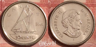 Канада 10 центов 2006 года, KM# 492, 314k-015