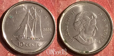 Канада 10 центов 2006 года, KM# 492, 400-004