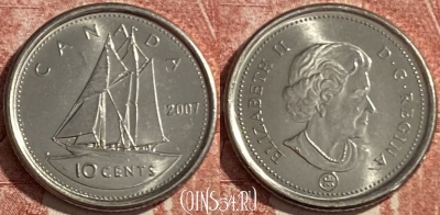 Канада 10 центов 2007 года, KM# 492, 485р-083