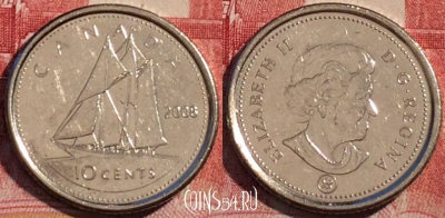 Канада 10 центов 2008 года, KM# 492, 069c-019