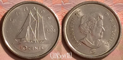 Канада 10 центов 2008 года, KM# 492, 161m-116