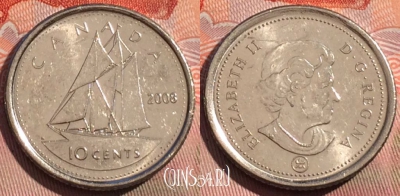 Канада 10 центов 2008 года, KM# 492, 271a-030