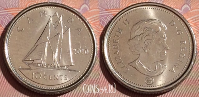 Канада 10 центов 2010 года, KM# 492, 225c-094