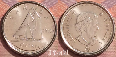 Канада 10 центов 2010 года, KM# 492, 270k-062
