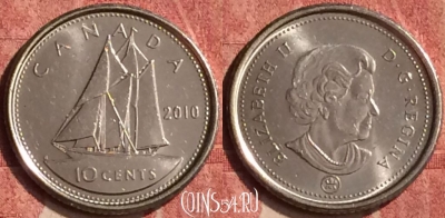 Канада 10 центов 2010 года, KM# 492, 410-106