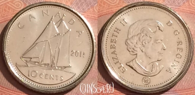Канада 10 центов 2011 года, KM# 492, 375k-010