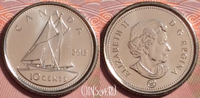 Канада 10 центов 2012 года, KM# 492, UNC, 177k-042