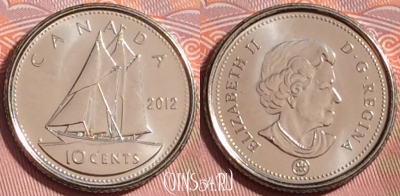 Канада 10 центов 2012 года, KM# 492, UNC, 177k-043