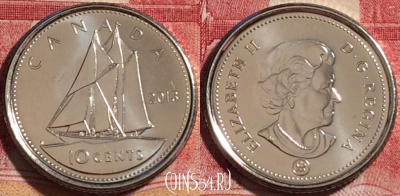 Канада 10 центов 2013 года, KM# 492, UNC, 261-104