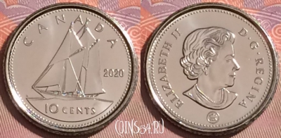 Канада 10 центов 2020 года, KM# 492, UNC, 132j-134