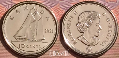 Канада 10 центов 2021 года, KM# 492, UNC, 097l-133