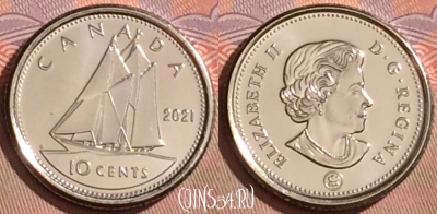 Канада 10 центов 2021 года, KM# 492, UNC, 097l-142