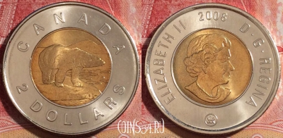 Канада 2 доллара 2008 года, KM# 837, UNC, 261-116