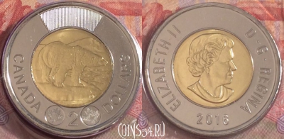 Канада 2 доллара 2016 года, KM# 1257, UNC, 093b-040