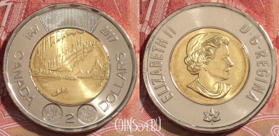 Канада 2 доллара 2017 года, Полярное сияние, UNC, b067-135