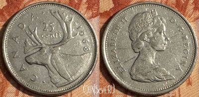 Канада 25 центов 1968 года, KM# 62b, 150s-108