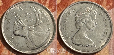 Канада 25 центов 1969 года, KM# 62b, 284s-037