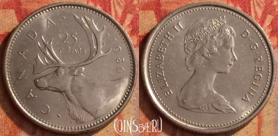 Канада 25 центов 1986 года, KM# 74, 164o-030