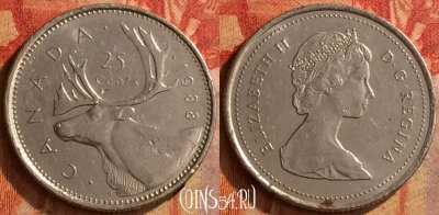 Канада 25 центов 1988 года, KM# 74, 164o-026