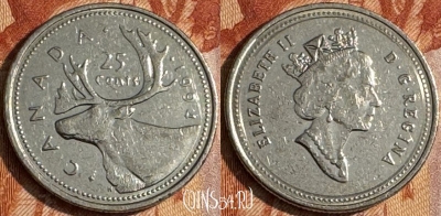 Канада 25 центов 1994 года, KM# 184, 150s-100