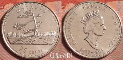 Канада 25 центов 1992 года, KM# 223, UNC, 183k-128