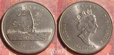 Канада 25 центов 1992 года, KM# 223, 297o-110